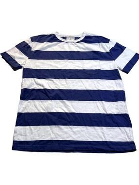 La Paz Men’s Guerreiro T-Shirt Rugby Striped Navy and White Pocket Size Large